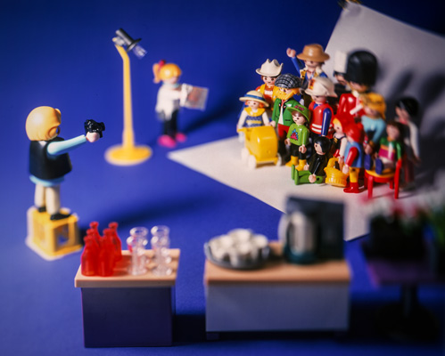 playmobil toys set up in a portrait session