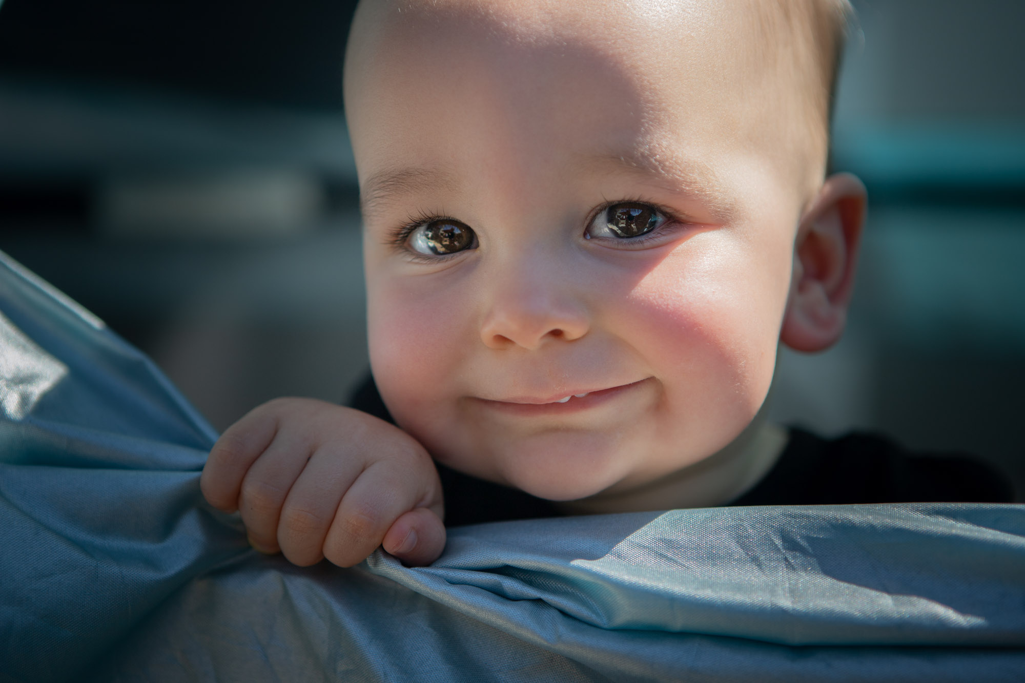a toddler smiling